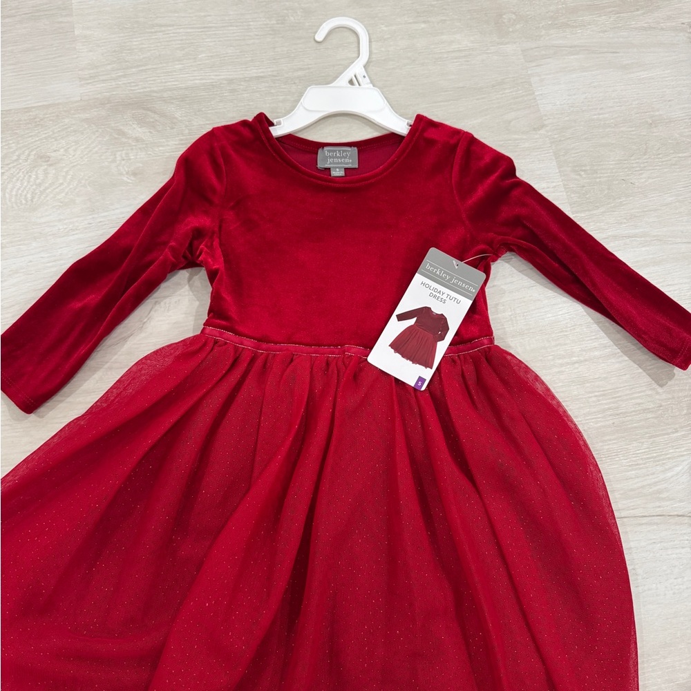Elegant Red Velvet Kids Dress